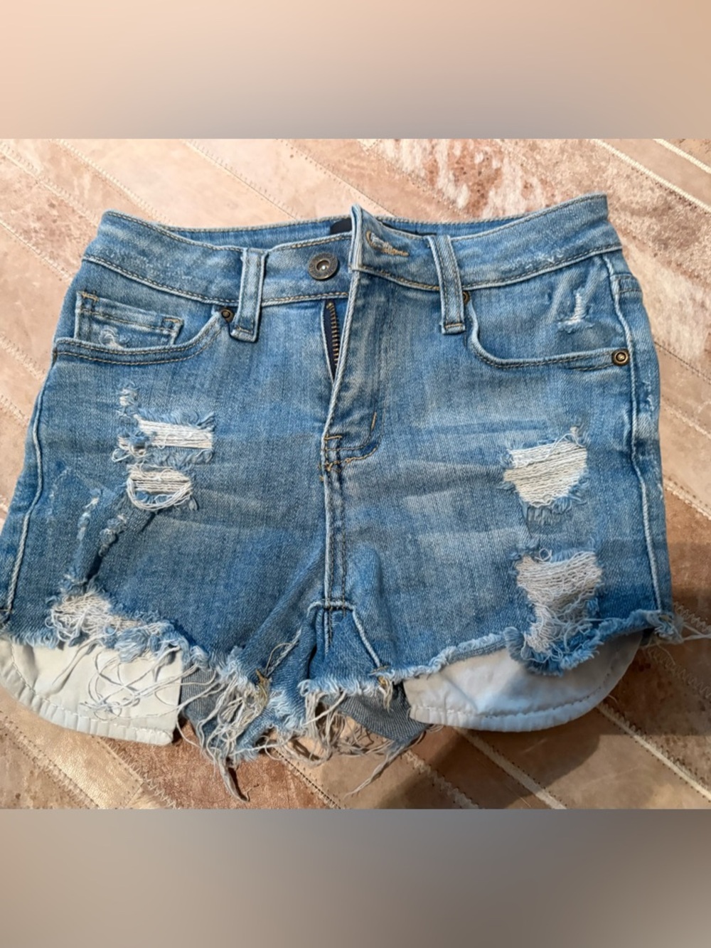 Contraband Girls Distressed Blue Denim Shorts